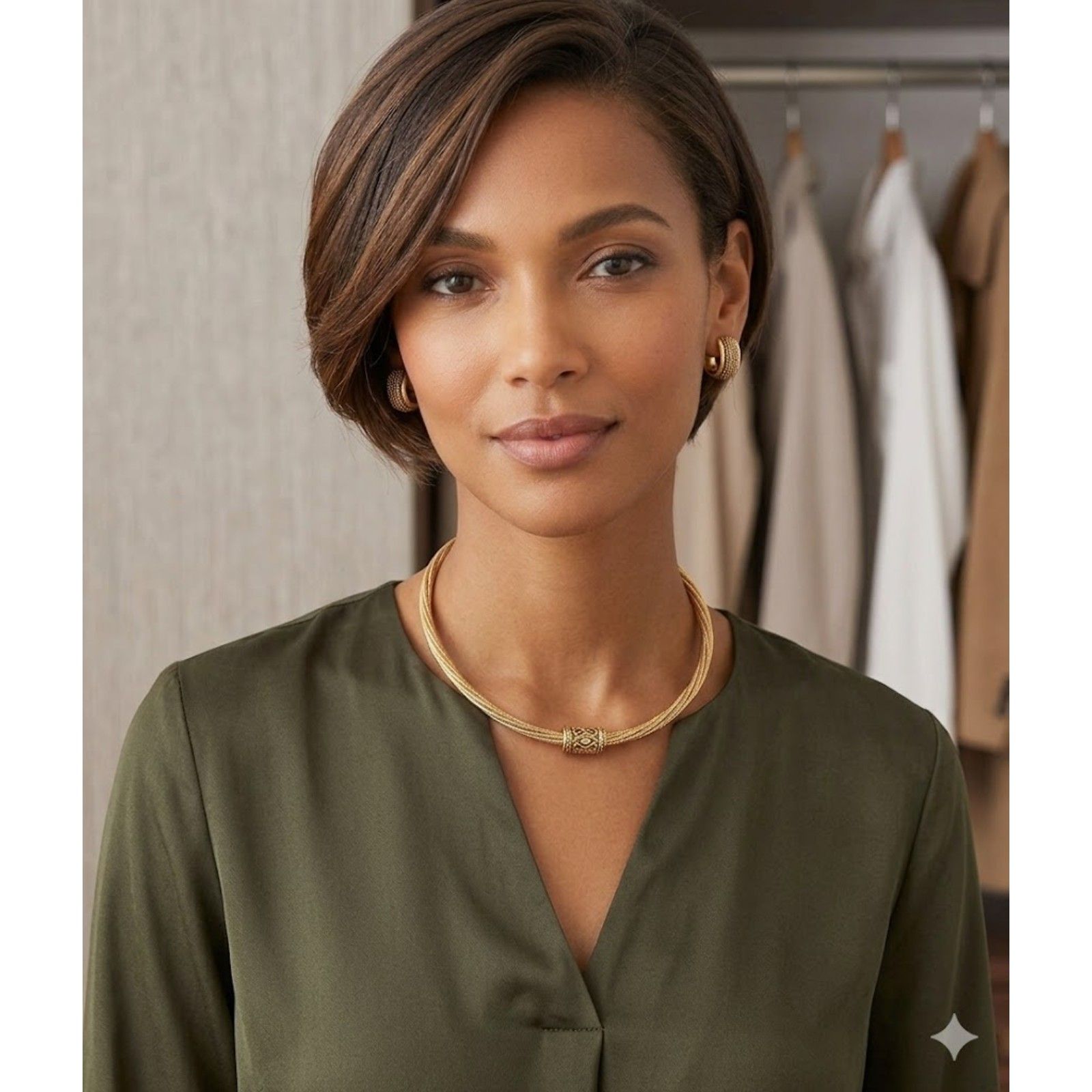 Magnetic Gold Tone Reversible Clip Earring And Necklace Jewelry Set 25$